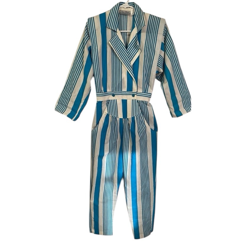 Vintage Bruce Wayne Jumpsuit Blue  White Color Size 78